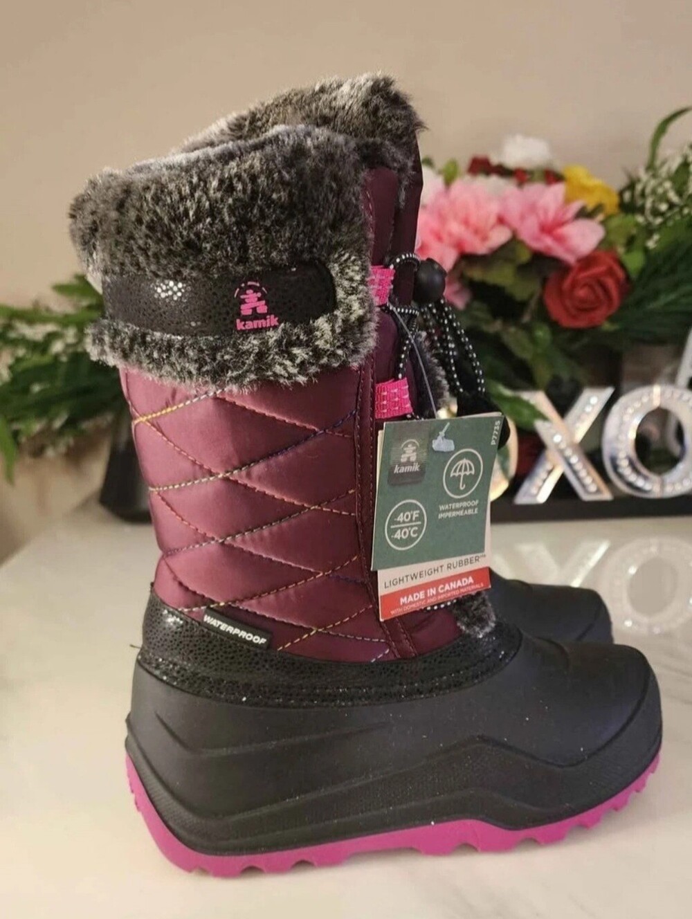 Kamik Winter Fashion Girls Boots, Girls Snow Shoes, Stylish & Comfort 1 US Size